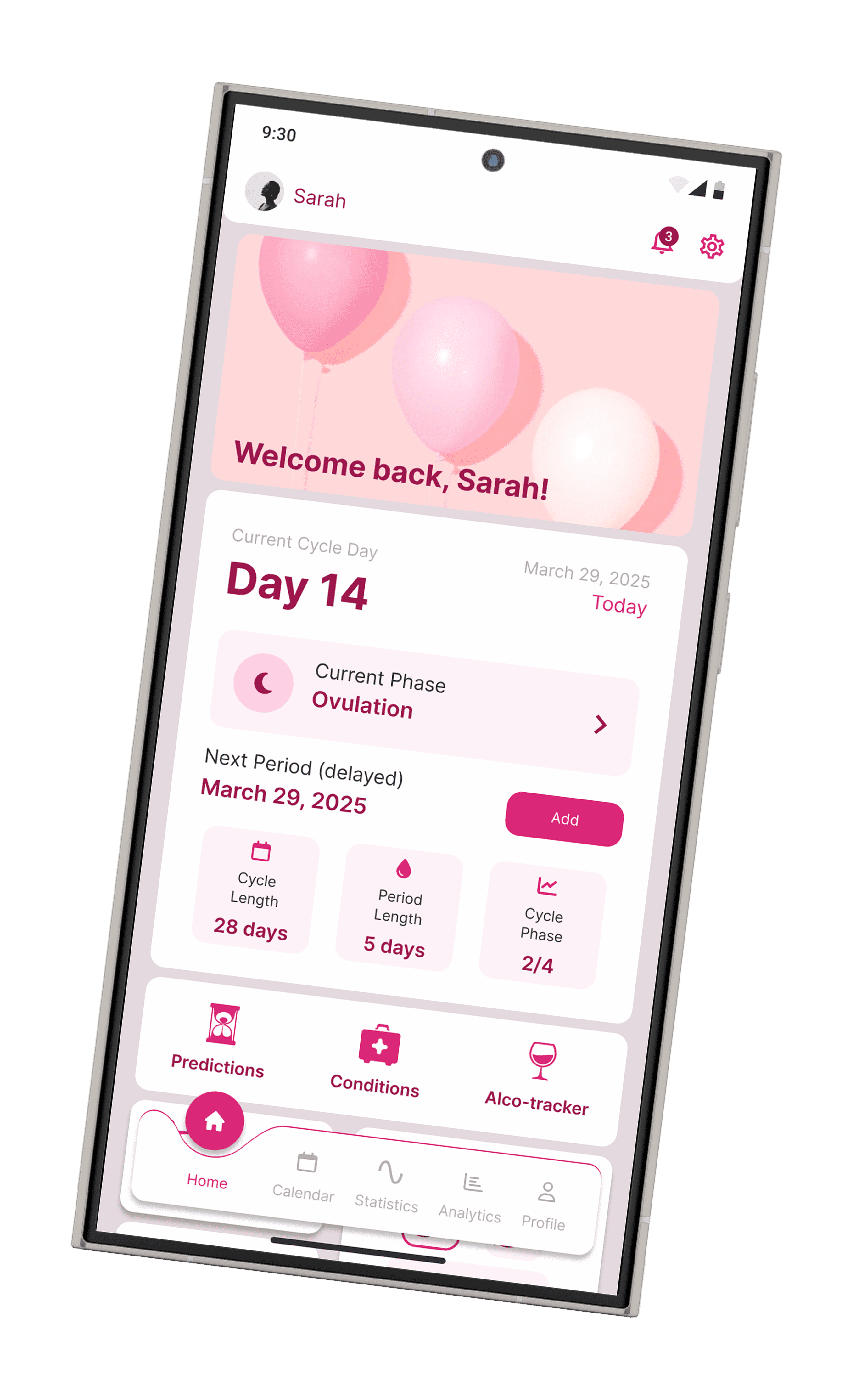 Calendar screen